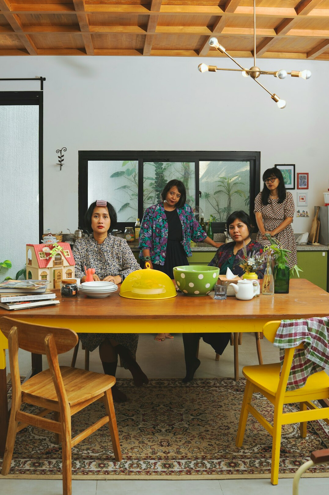family budget meeting around table