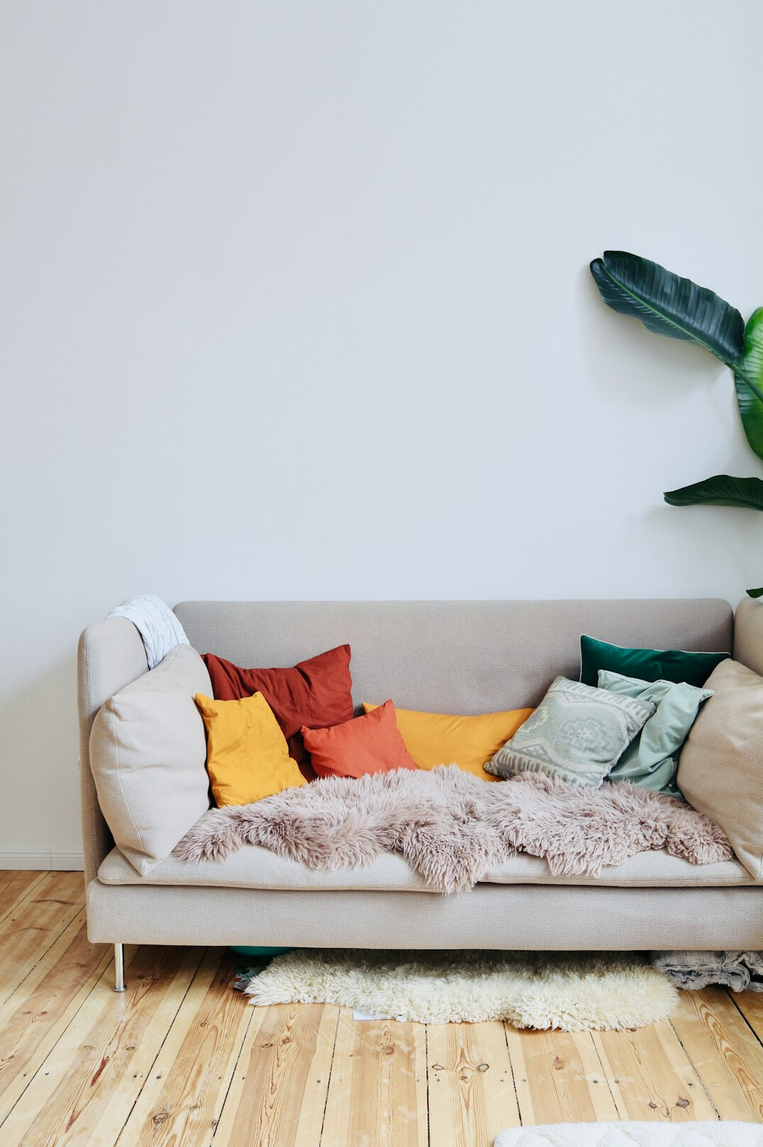 cozy living room with blanket